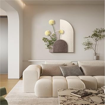Sandstone Decor Wall Art Painting, Entrance Foyer Decorative Painting, 3D Wall Art with Warm LED Light, Modern Wall Painting with Simulated PlantsGray,14.6 * 19.7