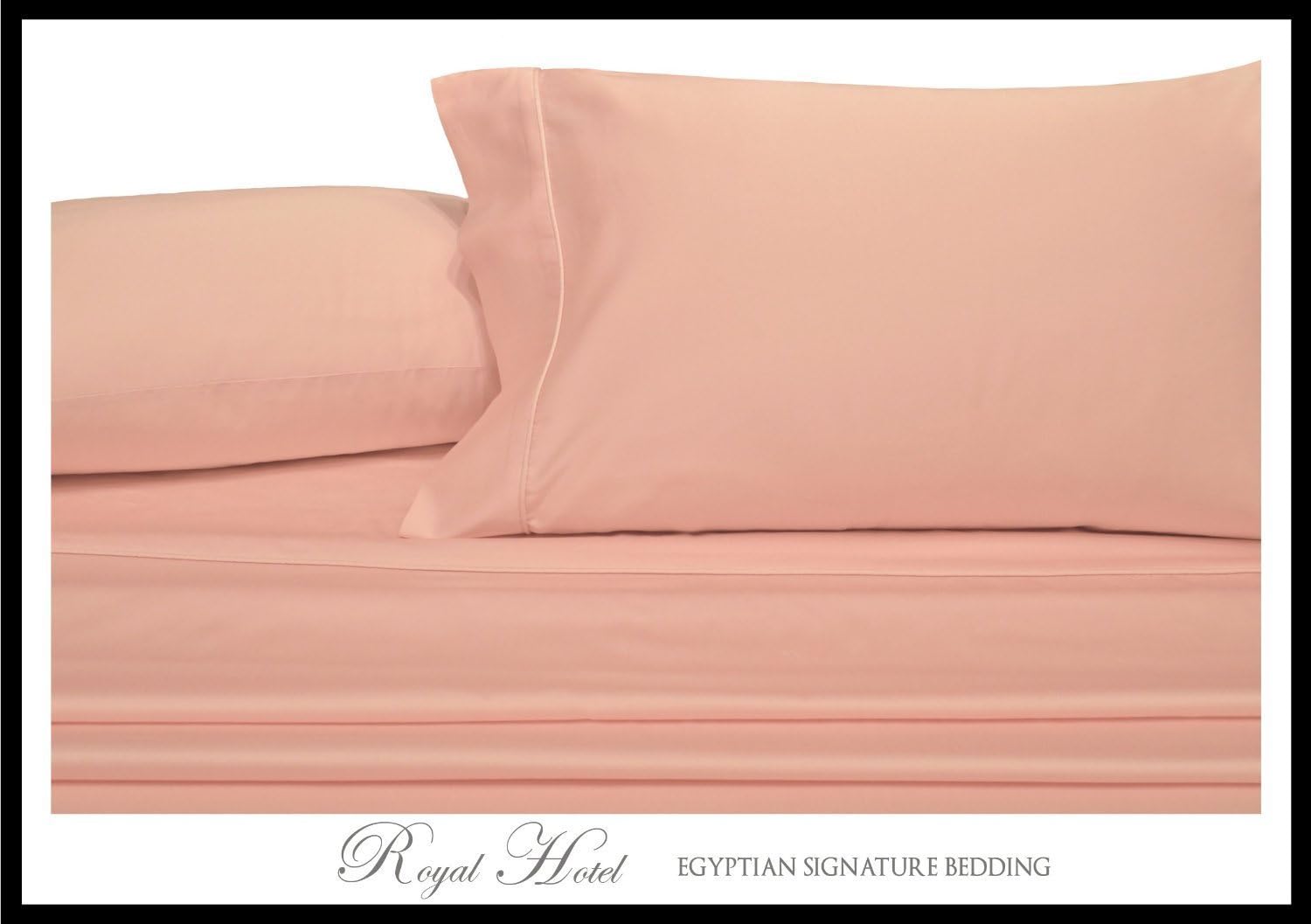 Royal Hotel Bedding Solid Pink Split-Cal-King: Adjustable California King Bed Size Sheets, 5PC Bed Sheet Set, 100% Cotton, 300 Thread Count, Sateen Solid, Deep Pocket