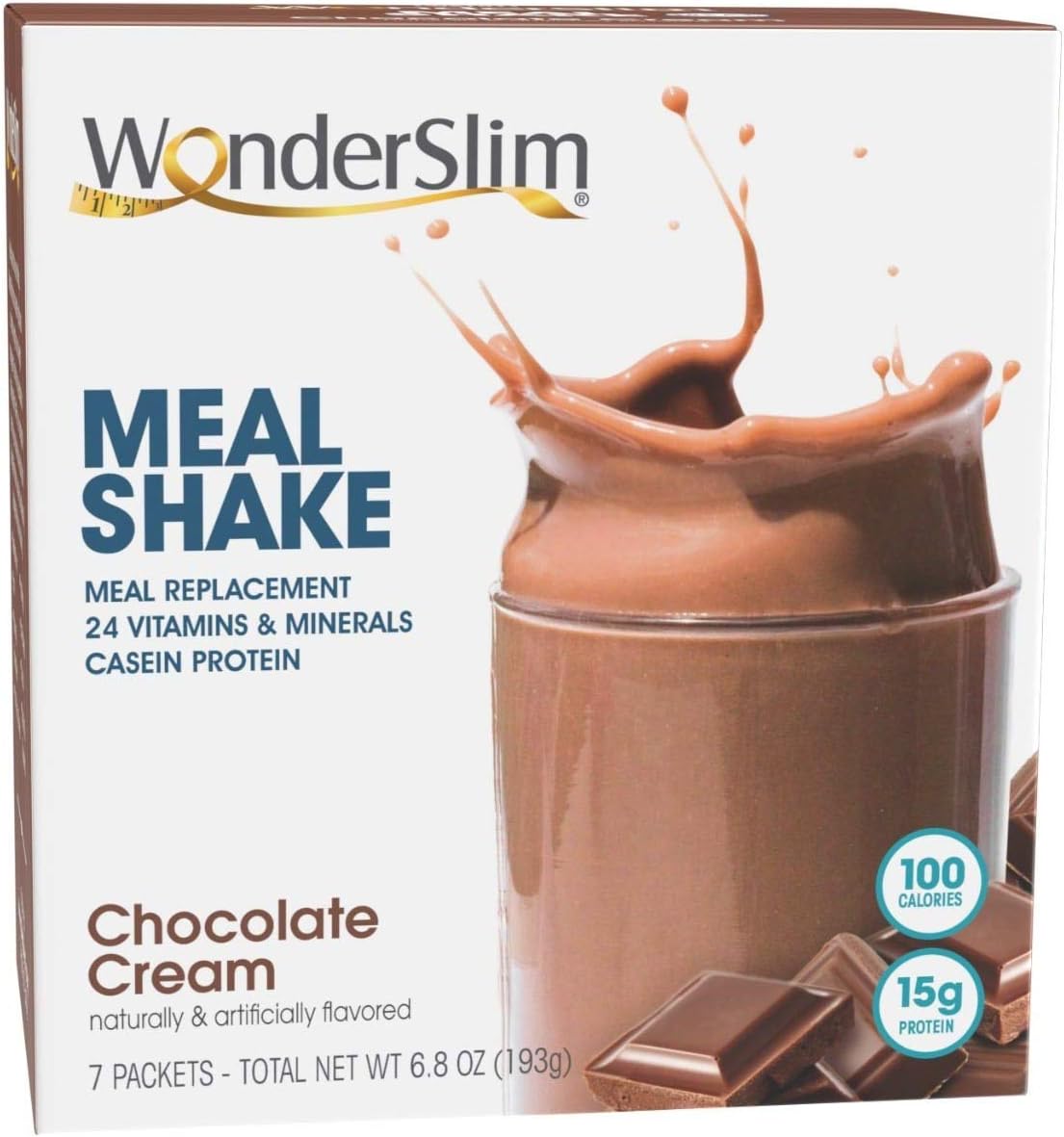 WonderSlim Meal Replacement Shake, Chocolate Cream, 24 Essential Vitamins & Minerals, Only 100 Calories, 15g Caseinate Protein, Unbeatable Taste - 12 Box Value Pack (Save 20%)