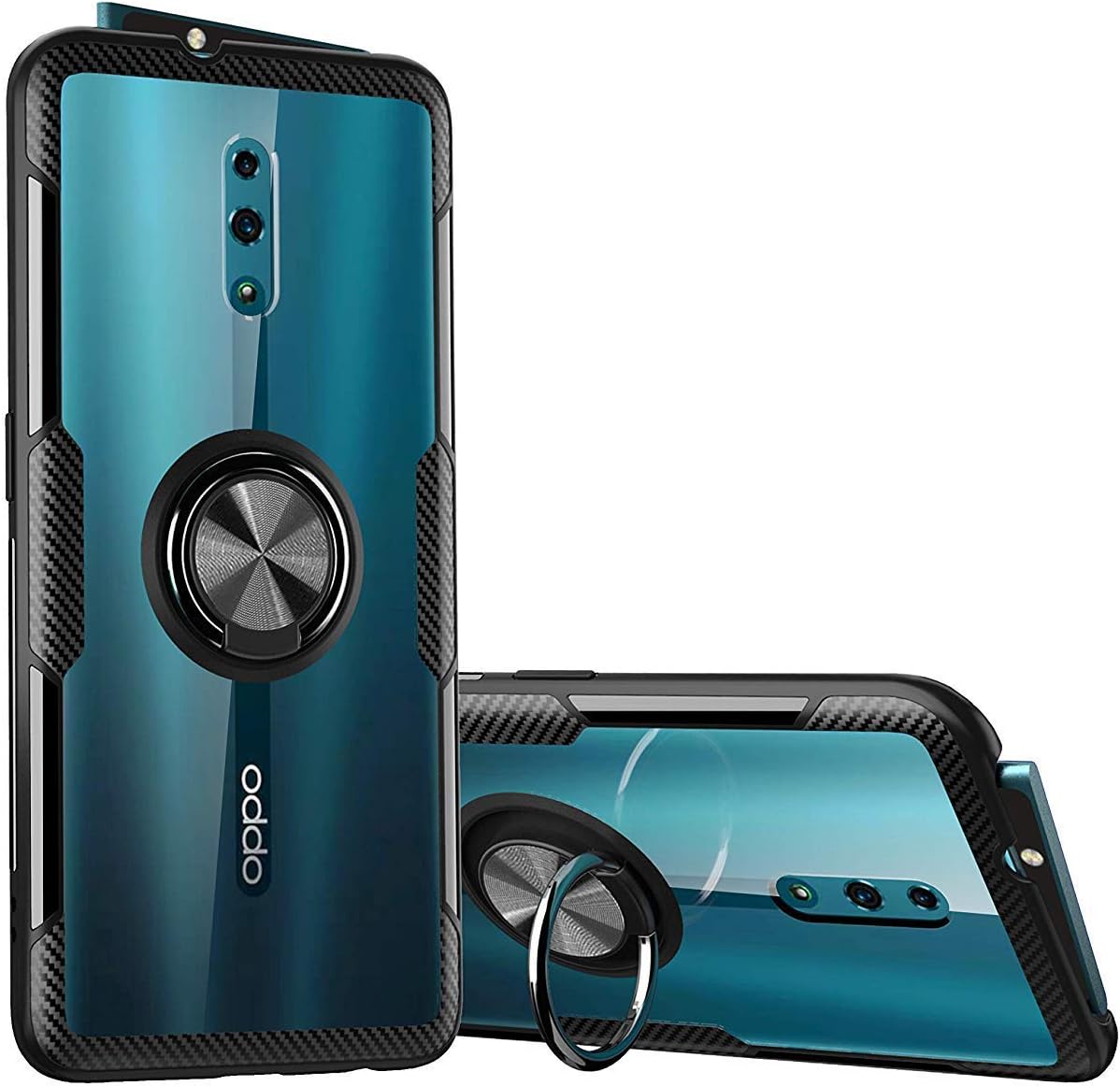KONEE Case for Oppo Reno, Ultra Slim Shockproof Anti-Scratch 360 Degree Rotation Finger Ring Holder Magnetic Kickstand Used As an In-car Phone Holder Stand Protective Cover for Oppo Reno