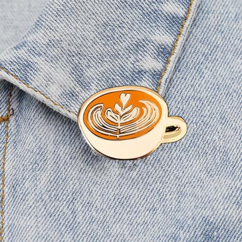 Image of Enamel Coffee Cup Brooch Pin for Women Girls Cute Mug Badges Lapel Pin Brooches Luminous Fashion Art Craft Dress Accessories Birthday Christmas Jewelry