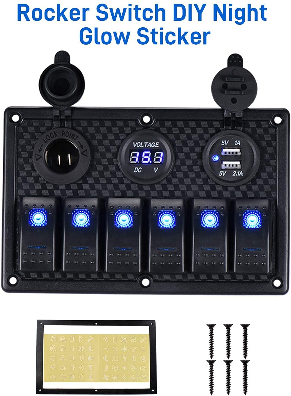 5 Gang Panneau De Commutateur à Bascule Interrupteur à Bascule Panneau Tableau Electrique Bateau Voiture Etanche Double Usb Dc 12v24v Led Camion Remorque Marine Vehicules Suv Camping 83264405