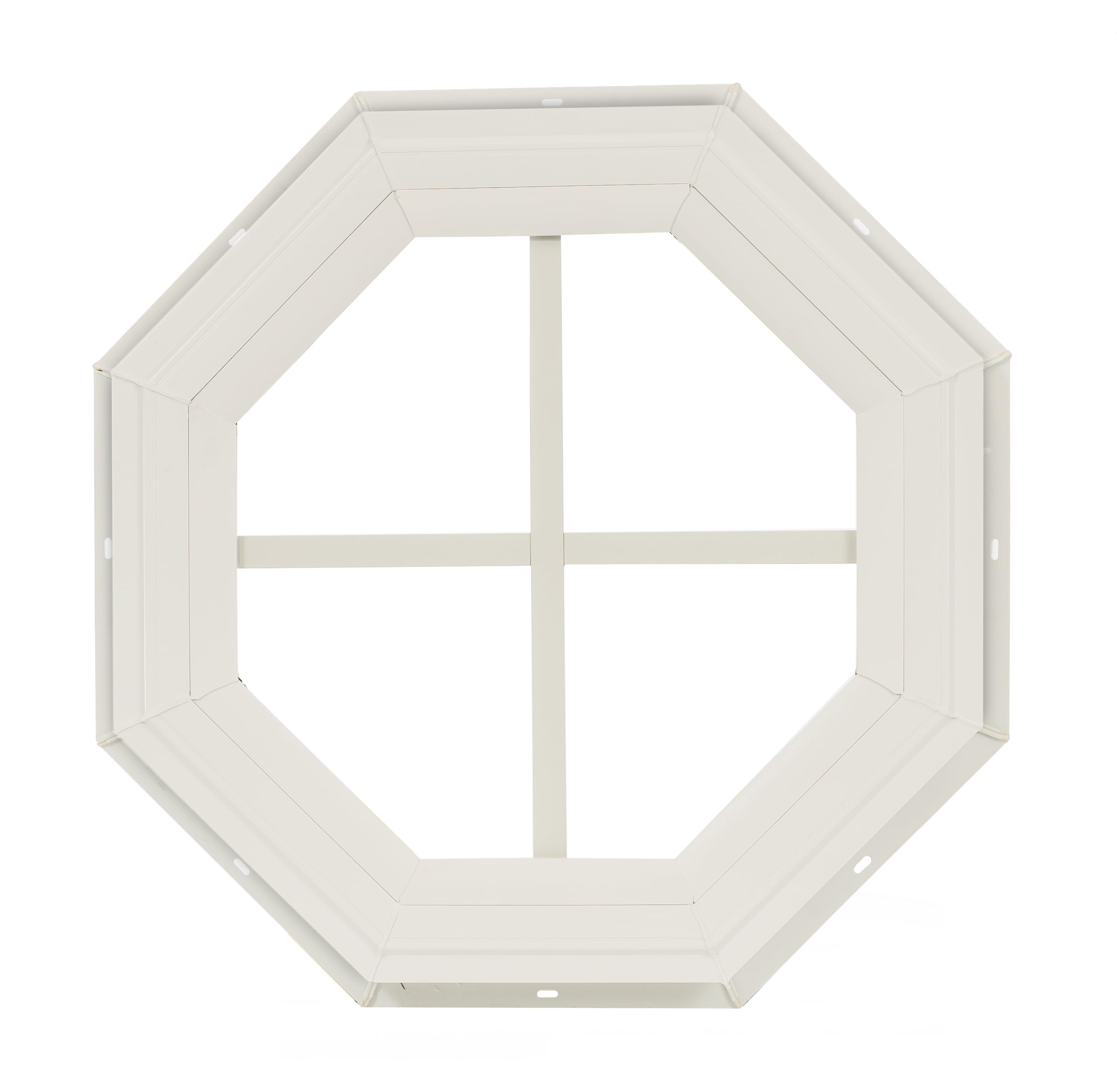 14" Octagon Gable Window, Fixed J-Lap Vinyl, White, Tempered Glass