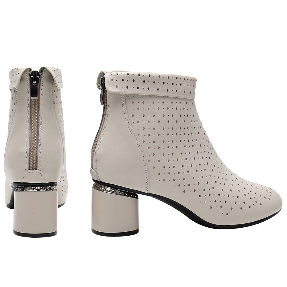 Femmes Élégant Bloc Talon Bottines Respirant Évidé Été Bottes Chukka Escarpin