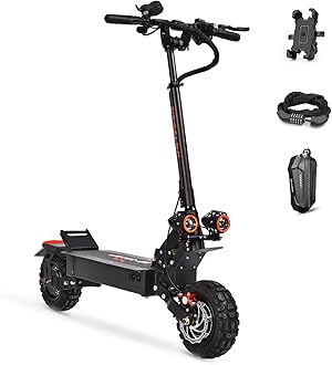 Adult Electric Scooter 5600W Dual Motor, Speed ​​Max 50MPH, 60 Mile Range, 11 Inch Off-Road Tires, Commuter C-Type Suspension Electric Scooter Foldable Seat