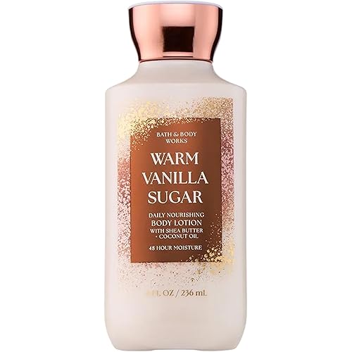 Bath & Body Works Warm Vanilla Sugar Body Lotion, Lightweight Daily Moisturizer with Shea Butter & Coconut Oil, Sparkling Sugar and Sweet Vanilla Scent, 8 fl oz - 1 Pack