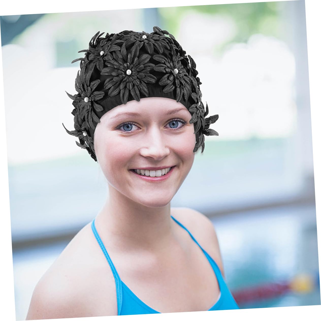 UPKOCH Bonnet De Bain Femme Capuchon De Natation Décoratif Étanche Bonnet De Piscine avec Motif Floral Protection Cheveux pour Baignade Spa