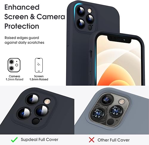 Miniatura 2 de Supdeal Funda de silicona líquida para iPhone 12 Pro, protección de la cámara, antihuellas dactilares, carga inalámbrica, funda protectora de 4