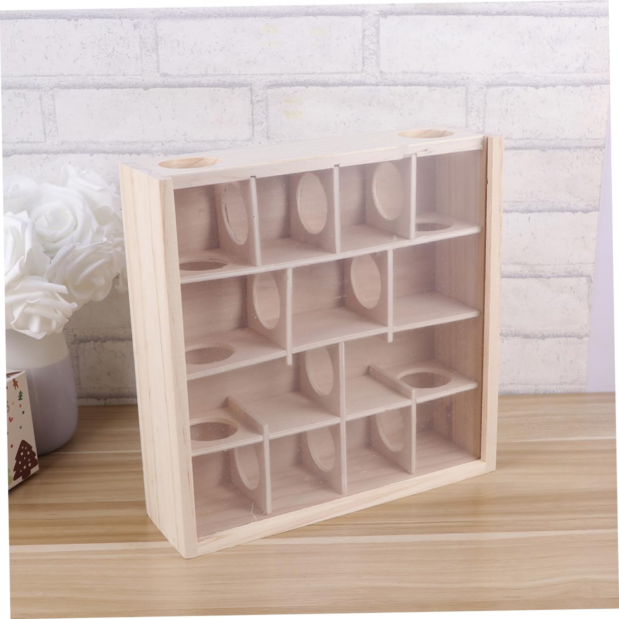 Toyvian Holzlabyrinth Mit Glasabdeckung Für Kleine Haustiere Aktivitätsspielzeug Aus Natürlichem Holzmaterial Für Hamster Kleinnager Maus Labyrinthtunnel Für Kleine Tiere
