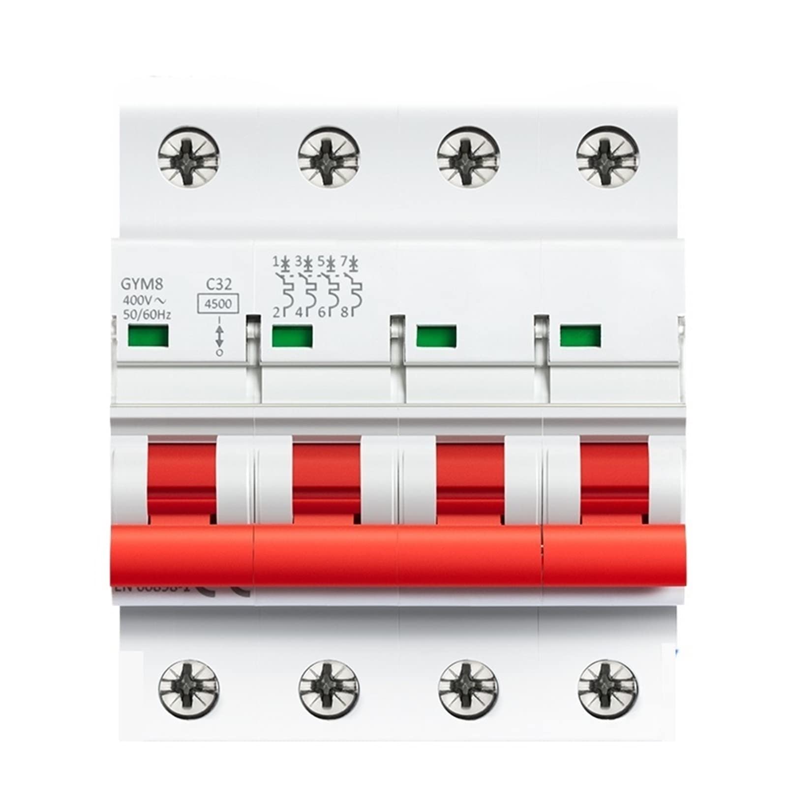 Disjoncteur mcb avec indicateur ON OFF 4 pôles 400V 50A - 7
