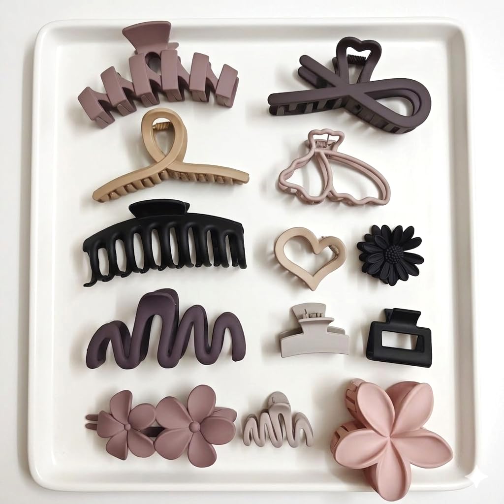 Vanizi Hair Claw Clips for Women and Girls | 3 Large & 3 Small Strong Grip Matte Jaw Clips | Clutcher for Thick and Thin Hair | Ponytail Holder Multicolor (Mix 6 pc)-image-11