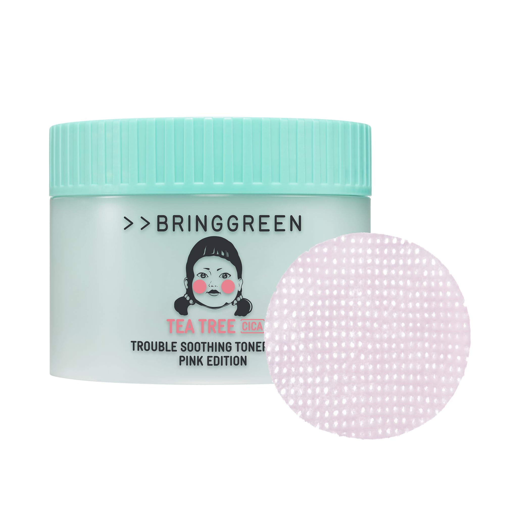 BRING GREEN Tea Tree Cica Soothing Toner Pads 90 Count, Exfoliating & Calming Facial Pads for Acne Prone Skin