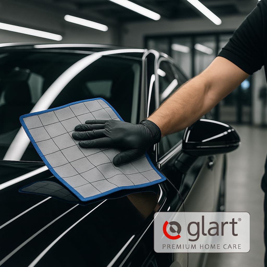 Glart 44C4R - 4 panni in carbonio, per la pulizia delle finestre, in carbonio, per auto, in microfibra, senza strisce e strisce, senza pelucchi, 50 x 40 cm, 400 g/m²