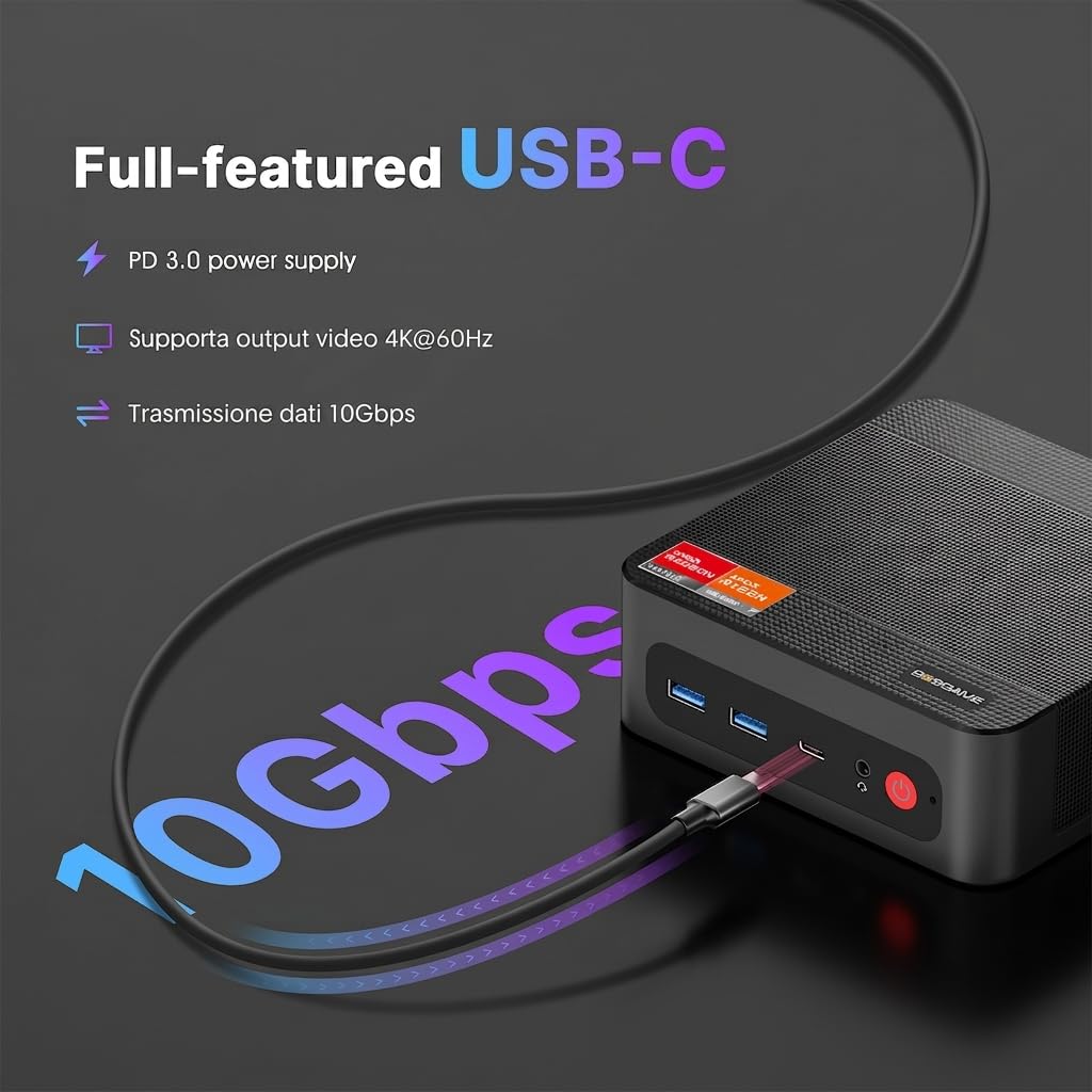 BOSGAME P4 Ultra Windows 11 Pro Business Mini-PC AMD Ryzen 7 7730U, 8 Kerne, 16 Threads, bis zu 4,5 GHz, 16 GB DDR4 RAM, 1 TB SSD, 4K@60Hz Triple Display, HDMI, Type-C, USB3.2, LAN, Wi-Fi 6E, BT5.2