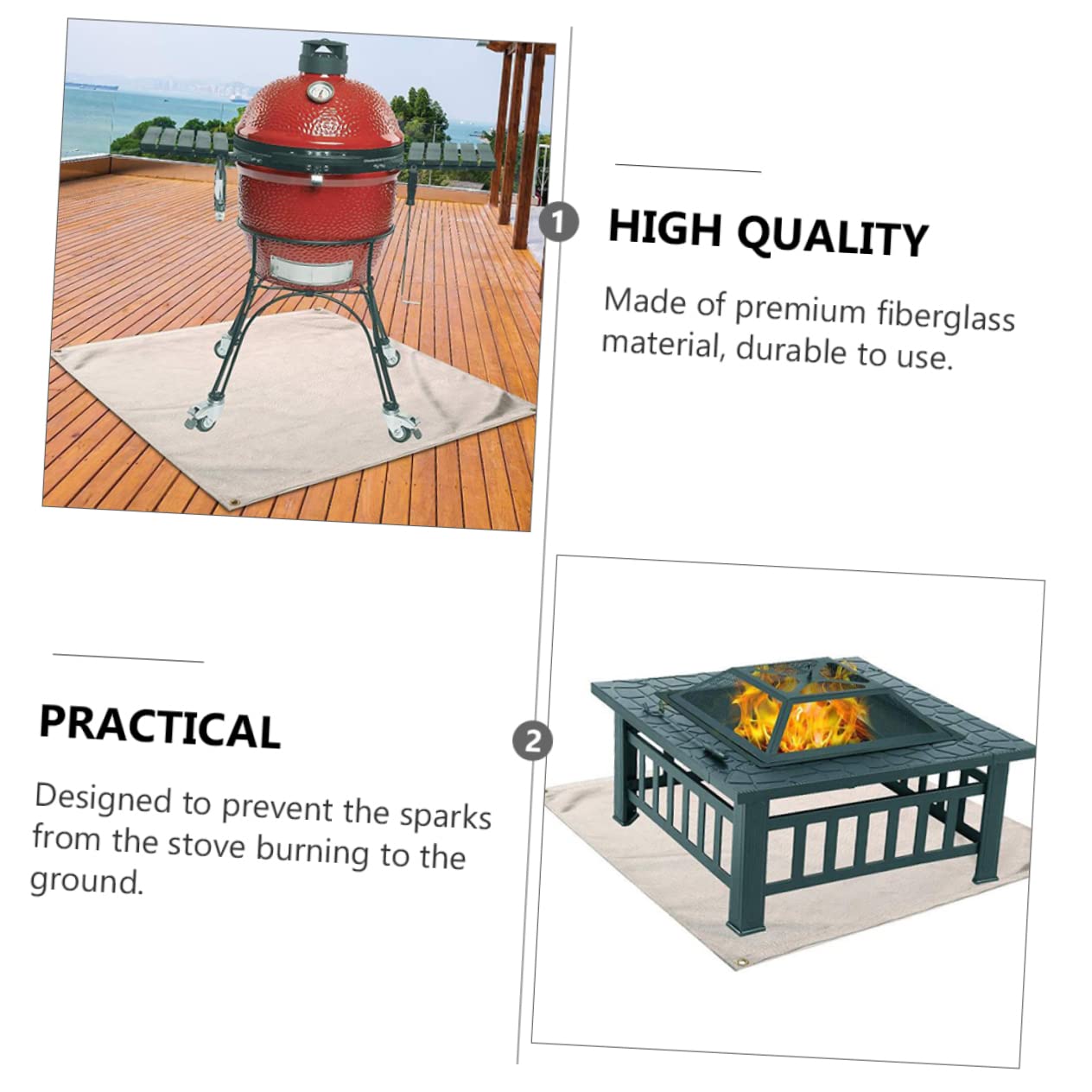 Sosoport 1pezzi Tappetino Ignifugo per Stufa Legna Tappetino sotto La Gas Tappetini per Barbecue Accessori per Barbecue Realizzato Durevole Proteggi Tuo Terrazzo Patio o Pavimento del Garag