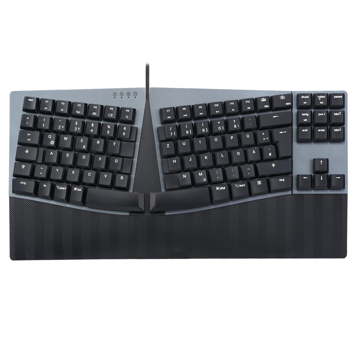 Perixx PERIBOARD-335RD DE, przewodowa, ergonomiczna klawiatura mechaniczna – Low-Profile Red Linear Switches – programowalna funkcja – kompatybilna z Windows i Mac OS X – niemiecki QWERTZ