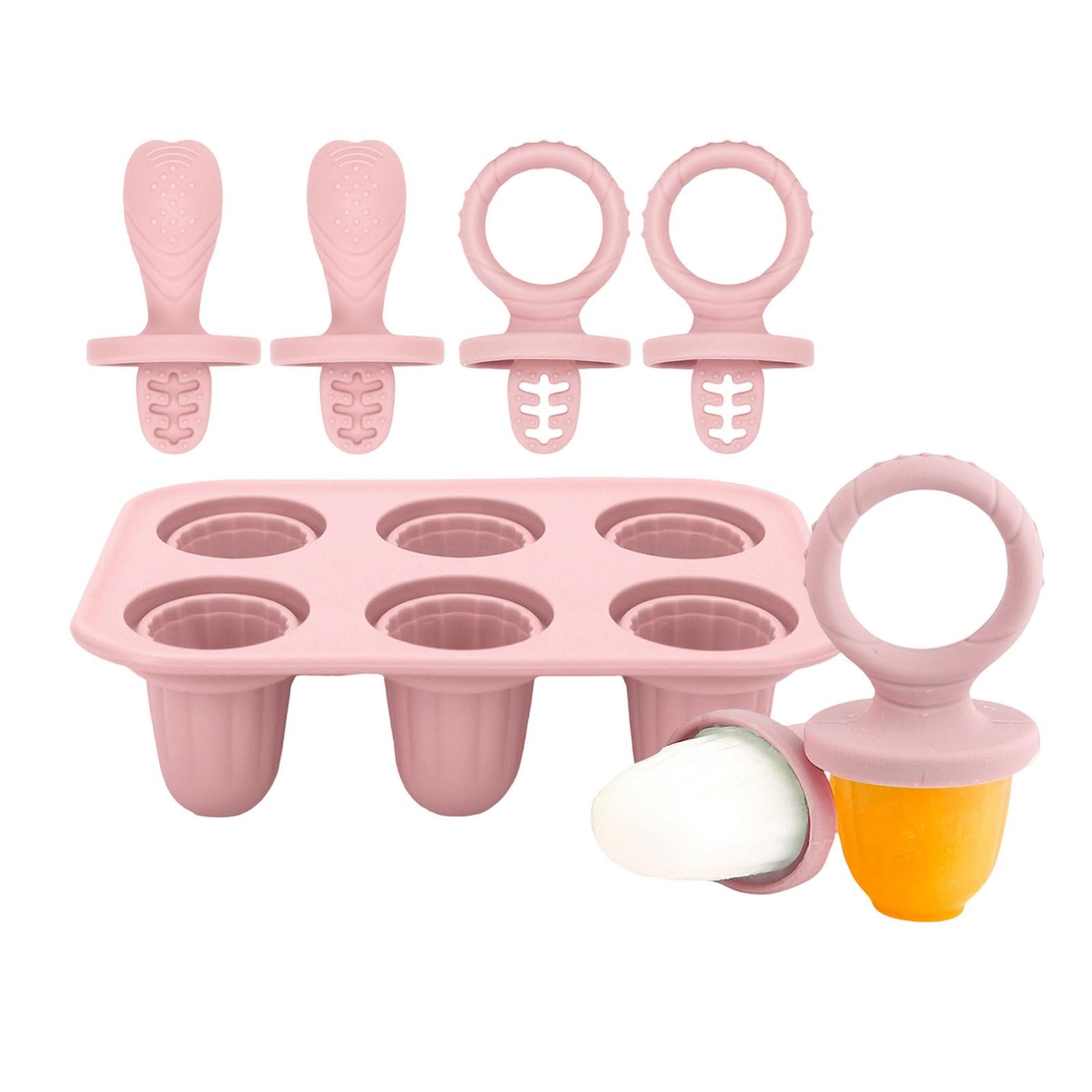 Oxxggkao 6 Piece Teething Ice Popsicles Molds for Infants Silicone Ice Cubes Tray with Chewable Edges Safe for Babies Teeth and Dishwasher Friendly Baby Teething Cubes Tray