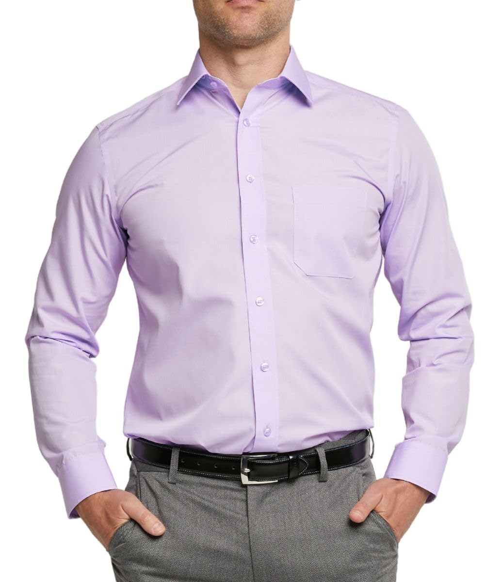 Double Two Men's Mauve - ’S Dress Shirt – Premium, Easy-Care, Non-Iron Dress Shirt, Classic Fit, Long Sleeve Business Shirt With Pocket - 20In Collar