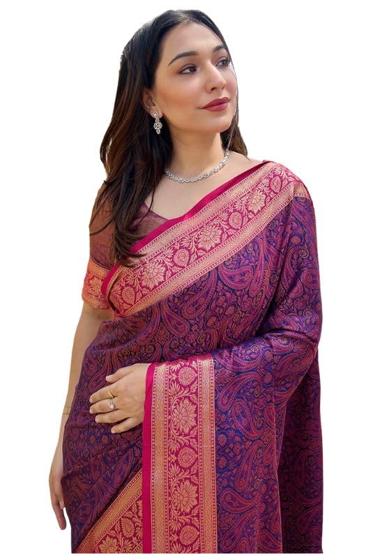 Women's Kanjivaram Pure Soft Silk Designer Saree With Blouse Piece