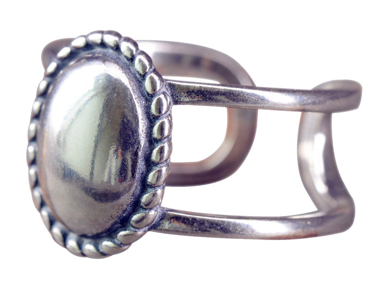 NicoWerk Anillo de plata de ley 925 para mujer, estilo vintage, ennegrecido, liso, ovalado, ajustable, abierto SRI301, Plata de ley