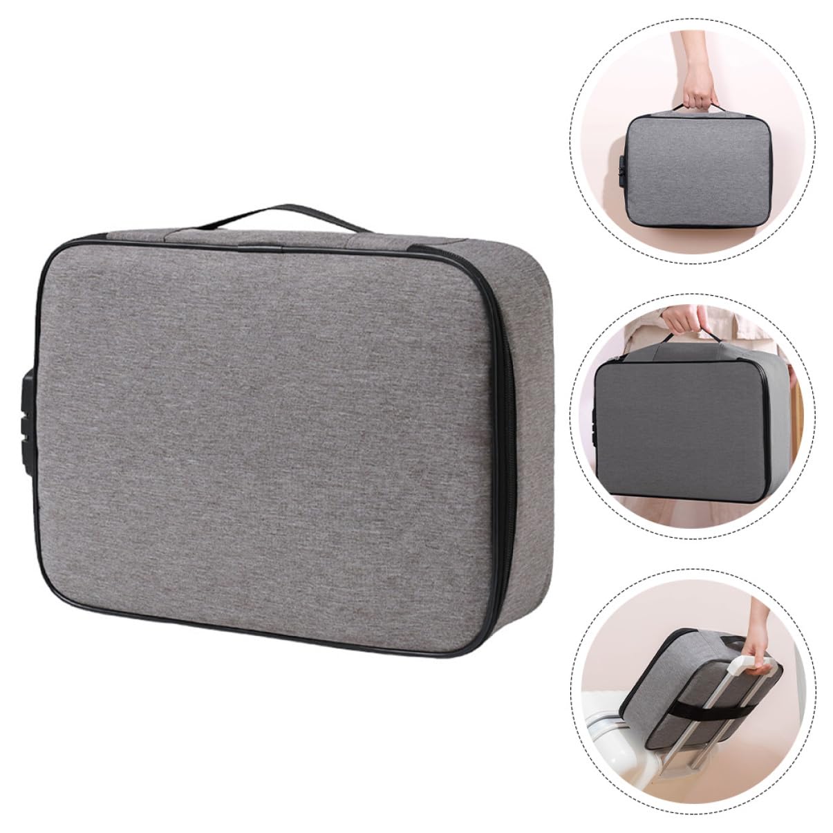 Mikikit Scatola Documenti con Serratura Combinata Organizer Portatile per Ufficio e Casa Contenitore Archiviazione Strati per Passaporti Certificati e Grigio