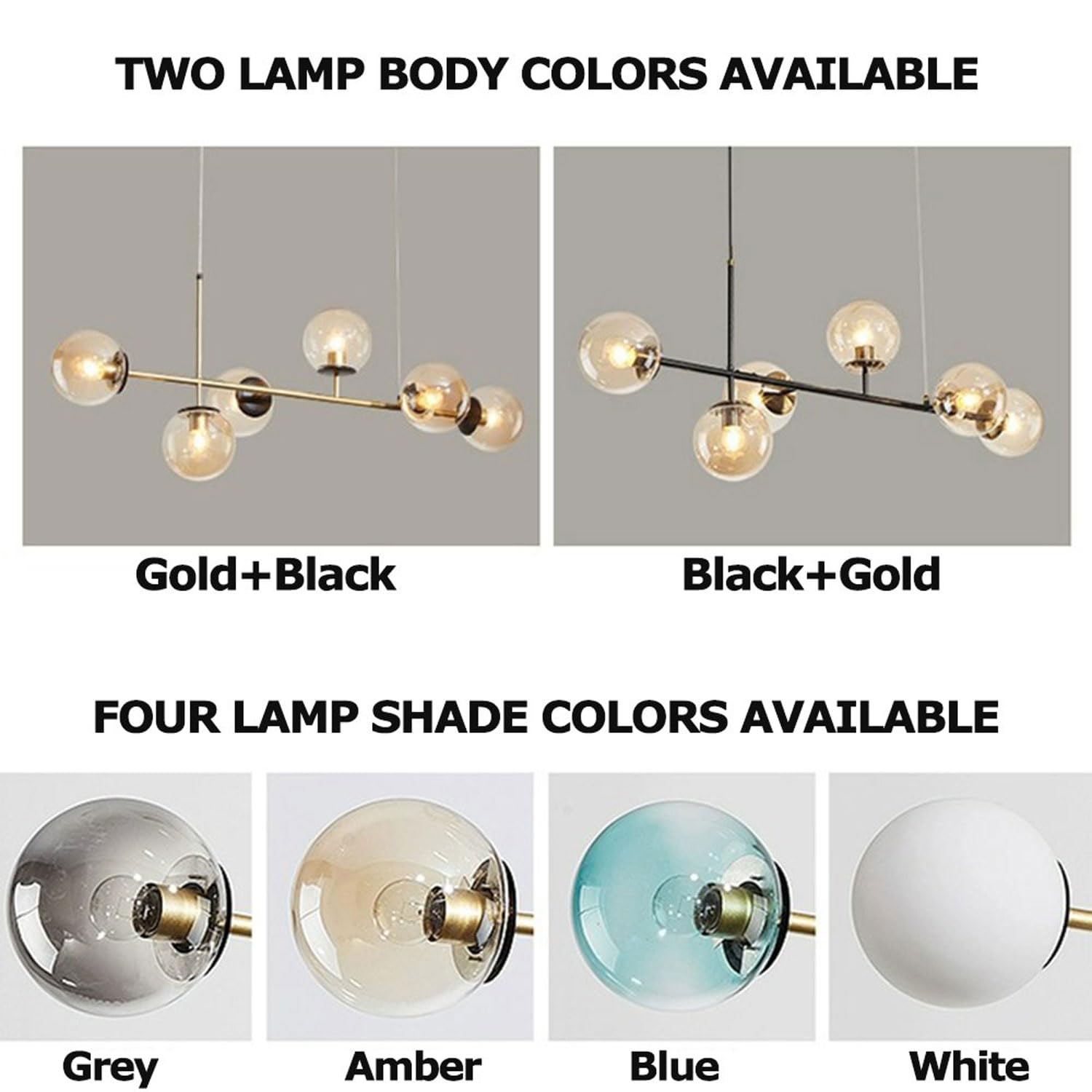 Moderne lampade a Sospensione a 6 luci, lampadario per Interni in Ferro con Paralume sferico in Vetro, Lampada a Sospensione Industriale da soffitto da 118 cm per Soggiorno, Sala da Pranzo
