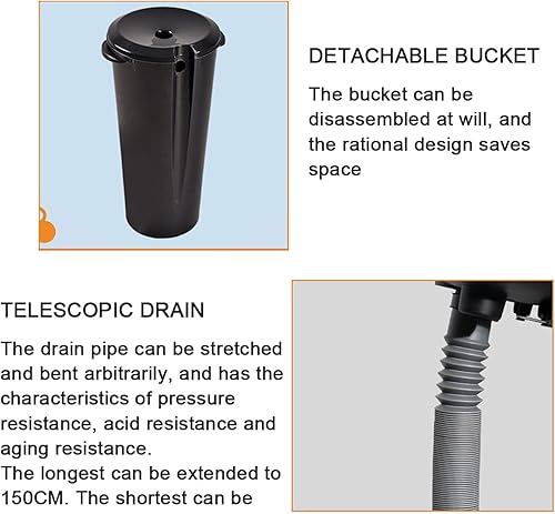 Miniatura 5 de Lavabo de champú portátil para sala de estar lavabo de salón de belleza lavabo de pelo ajustable en altura con tubo de drenaje para salón de belleza