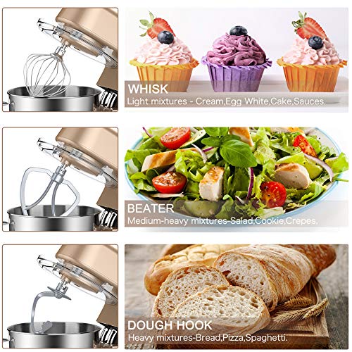 CHeflee 1800W Küchenmaschine Knethaken 7,2 L Knetmaschine Teigmaschine mit Edelstahl-Schüssel Küchenmaschinen… – Bild 3