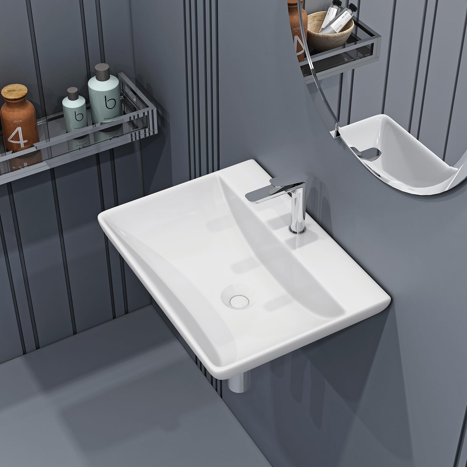 Syon SOLO Premium Ceramic Table Top & Wall Hung Wash Basin (17.5 inch X 14.3 inch) (B0D2VS2S7L) Amazon Price History, Amazon Price Tracker
