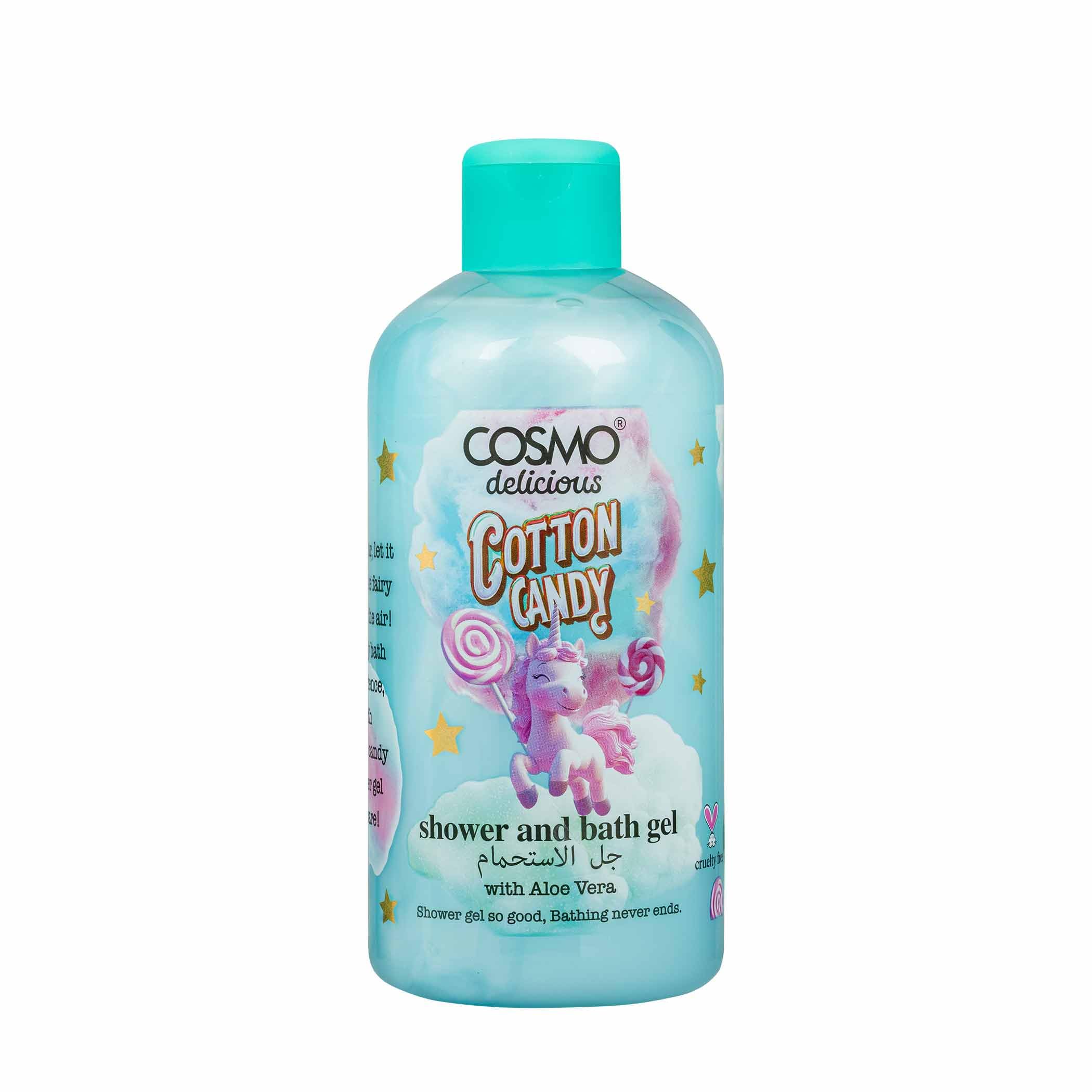 Cosmo Delicious Cotton Candy With Aloe Vera Shower Bath Gel 400ml Hydrating Refreshing Body Wash Sweet Cotton Candy