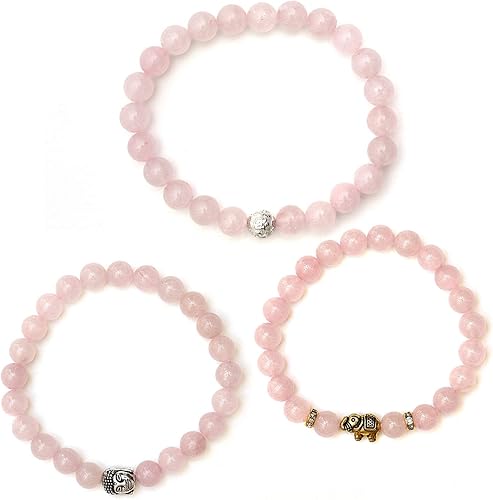 Miniatura 3 de BERGERLIN - Pulsera de elefante - Pulsera de piedra natural real con perlas genuinas de 0.315 in y reflejos de cristal - Calidad Certificada