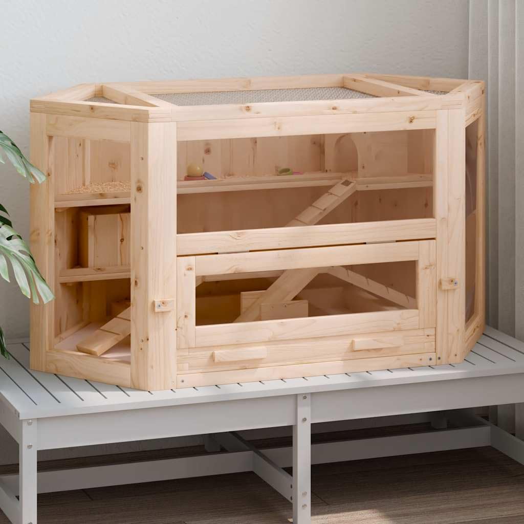 Generico Gabbia per Criceti 80x40x43 cm in Legno Massello di Abete,Habitat/Gabbie Piccoli Animali