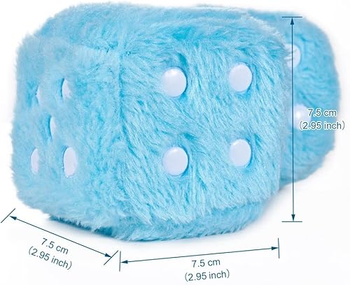 Miniatura 2 de AuMoHall Dados de felpa retro de 2.95 pulgadas para automóvil, dados cuadrados de felpa para espejo retrovisor para colgar en el espejo del