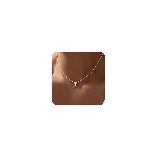 Cross Necklace for Women Girls, Dainty 14K Gold Silver Plated Cross Choker Pendant Jewelry Non Tarnish Waterproof Trendy Simple Cute Small Necklace Christian Baptism Religious Faith Jewelry Gifts Christmas Stocking Stuffer