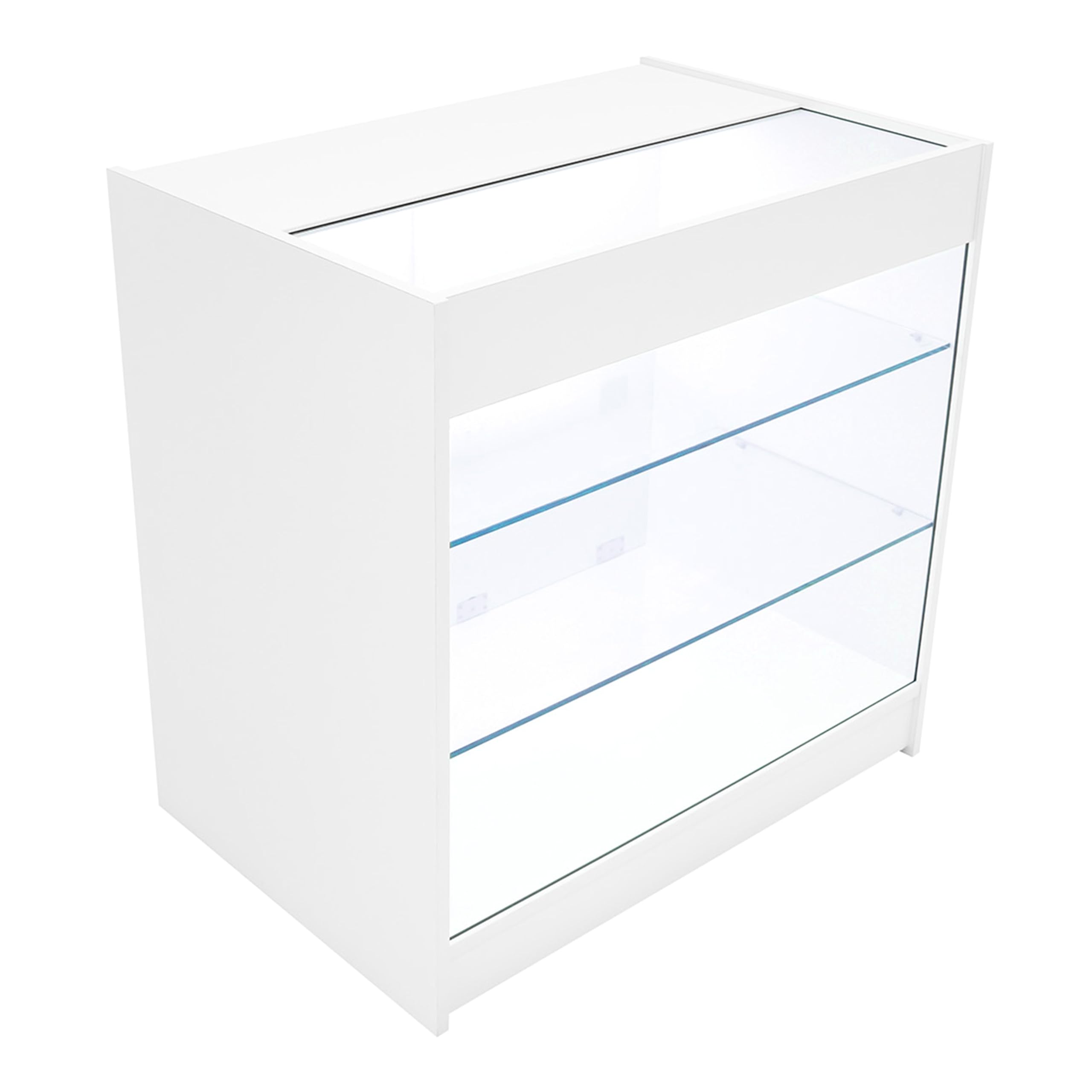 Set Banconi Bianco con LED Polaris K900 B900 CM60 TB60 - Vetrina con Serratura, Ante Scorrevoli, Chiavi, Mobile Cassa, Espositori Illuminati in Vetro per Gioielli, Angolo Negozio, Abbigliamento