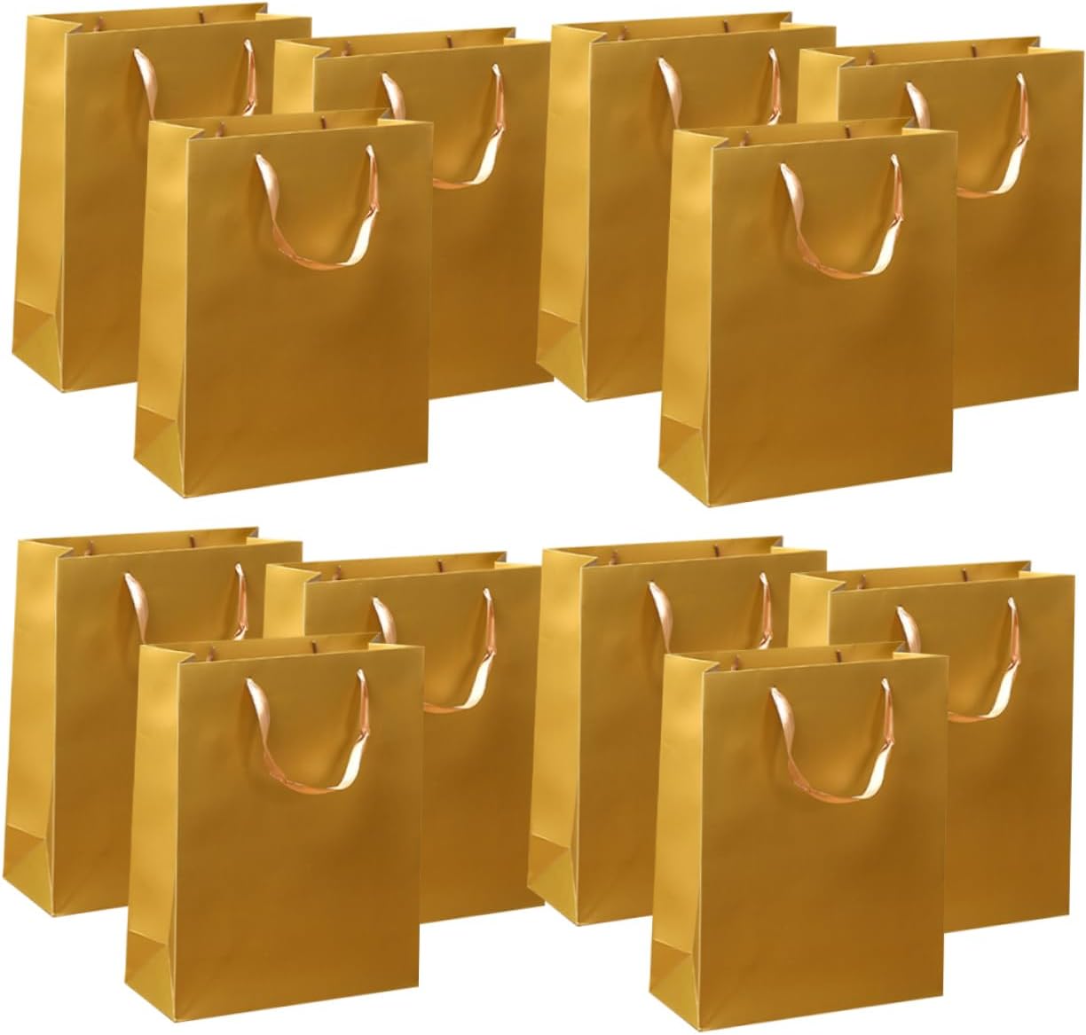 Ipetboom 12pcs Kraft Paper Bags Gold Party Favor Bags Craft Paper Shopping Pouches for Wrapping Storage Gifting