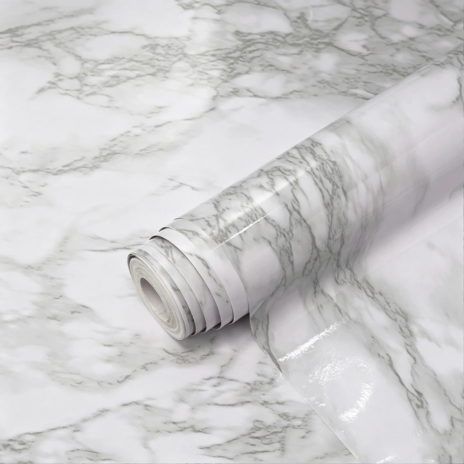 Zynqra F ﻿Glossy Marble Contact Paper,Wallpaper,Pvc Material,Removable Sel Adhesive,Decorative Ilm Or Countertop,Cabinets,Shel,Drawer Liner,Wall Covering(,L500cm/196.9In*W60cm/23.6In)