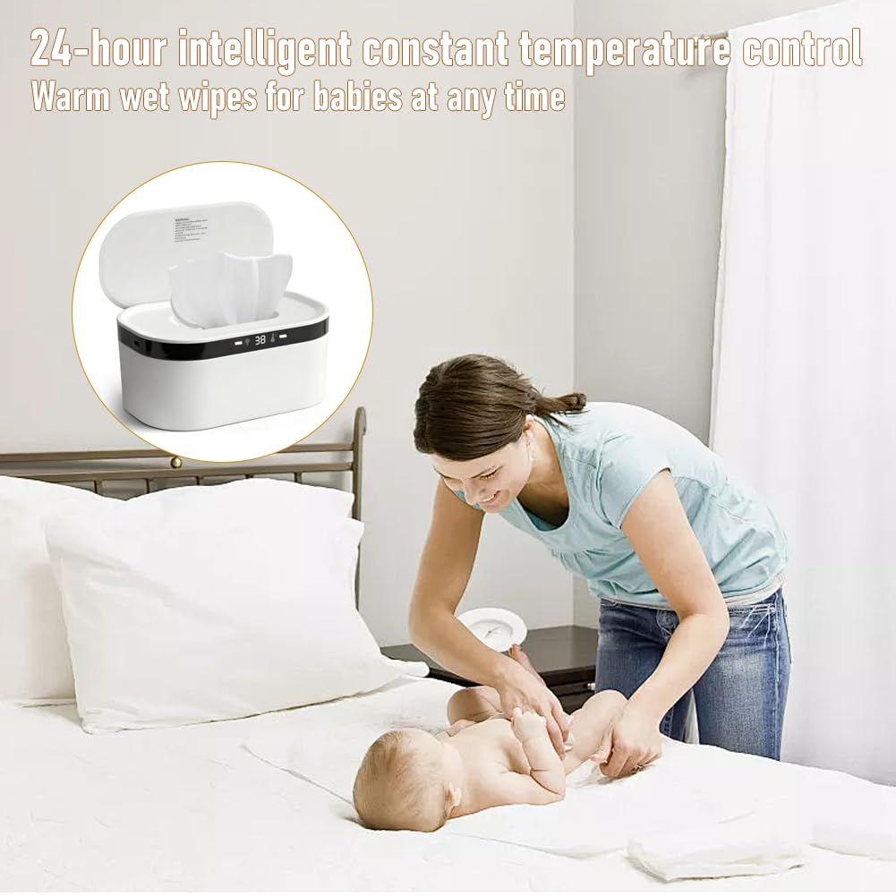 Chauffe-lingettes LOMUG, 3 niveaux de température, chauffe-lingettes rapide, chauffe-lingettes USB, dispositif chauffant LED pour lingettes humides, boîte chauffante avec veilleuse intégrée