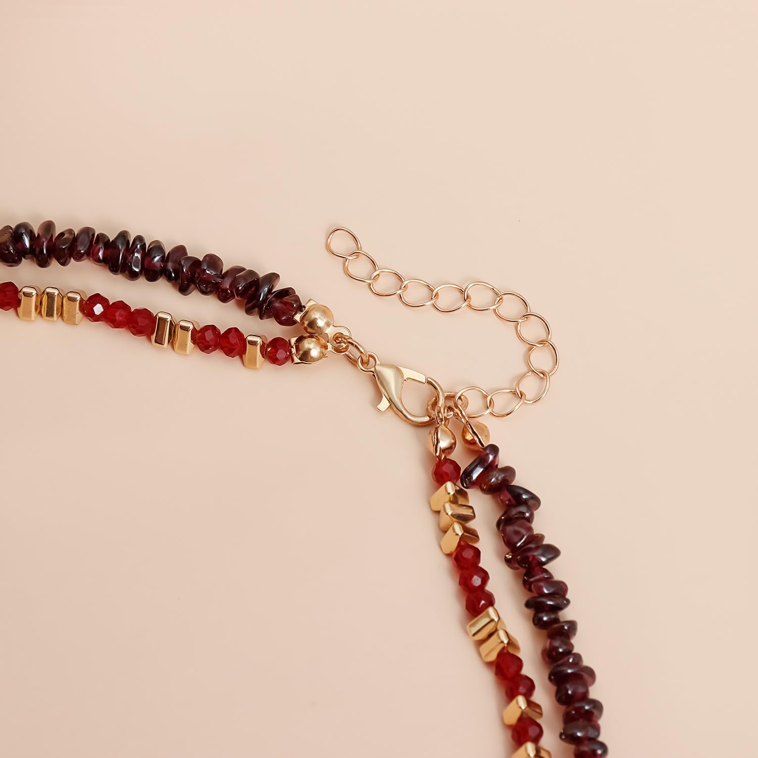 NIQIPOK Punk Heart Layered Choker Beaded Necklace Y2k Red Irregular Heart Pendant Dainty Choker Necklace for Women Jewelry Gift - Image 6