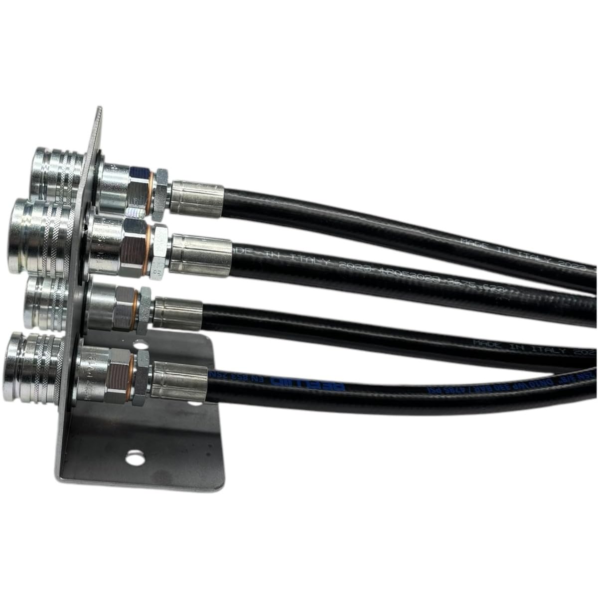 Distributore oleodinamico per trattore 2 leve doppio effetto 3/8" 45 Litri 300 bar completo di tubi e innesti rapidi push pull