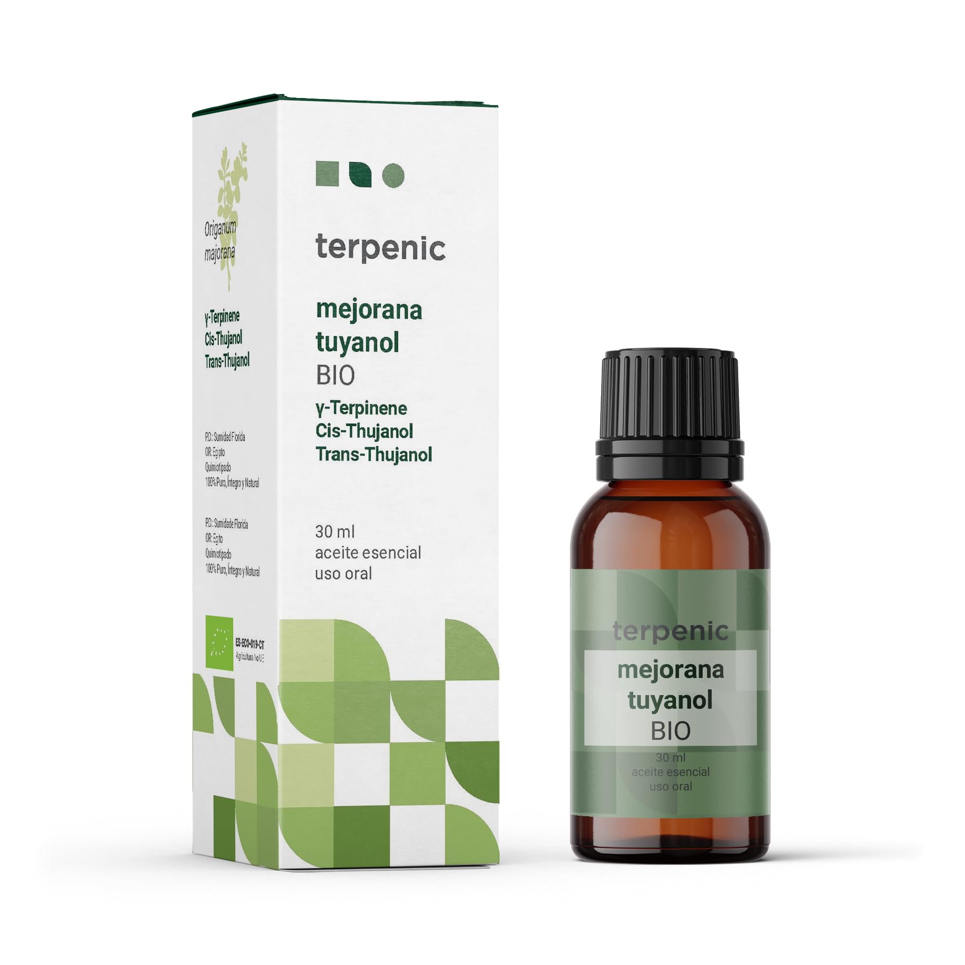 TERPENIC – Aceite Esencial de Mejorana Tuyanol (Origanum majorana) - BIO – 30 ml – Uso Oral – Equilibrio prolongado y uso habitual
