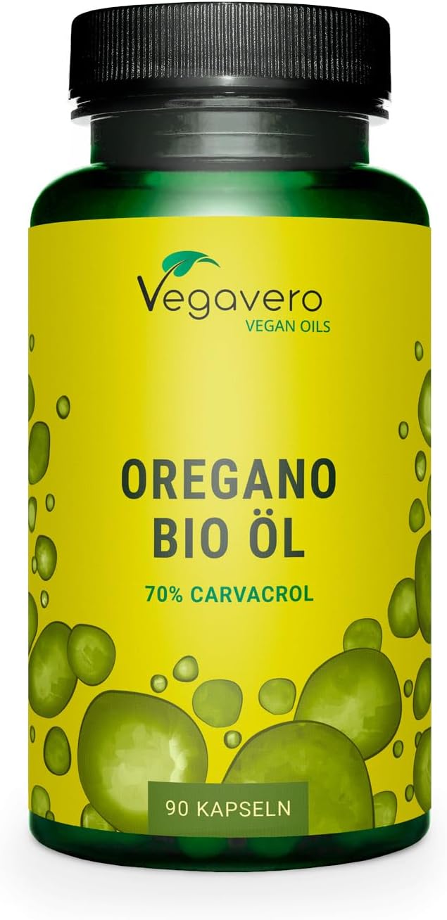 Vegavero Oregano Oil ® | 100% Organic | 90 Capsules (GreenCaps®) | 70% Carvacrol & 2.5% Thymol | NO Additives | Vegan