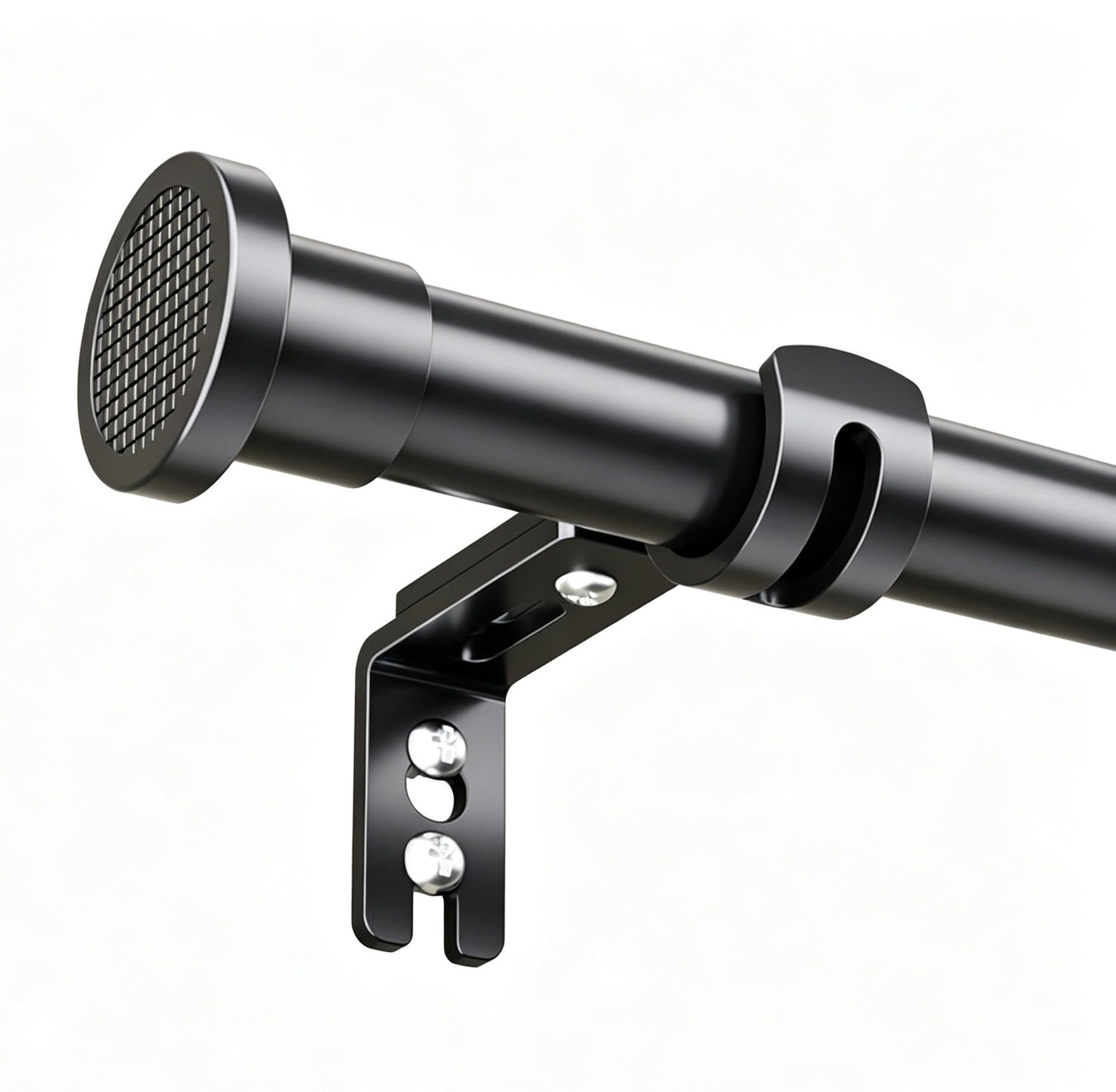 Black Curtain Pole Extendable Metal 80-290cm for Eyelet Curtains