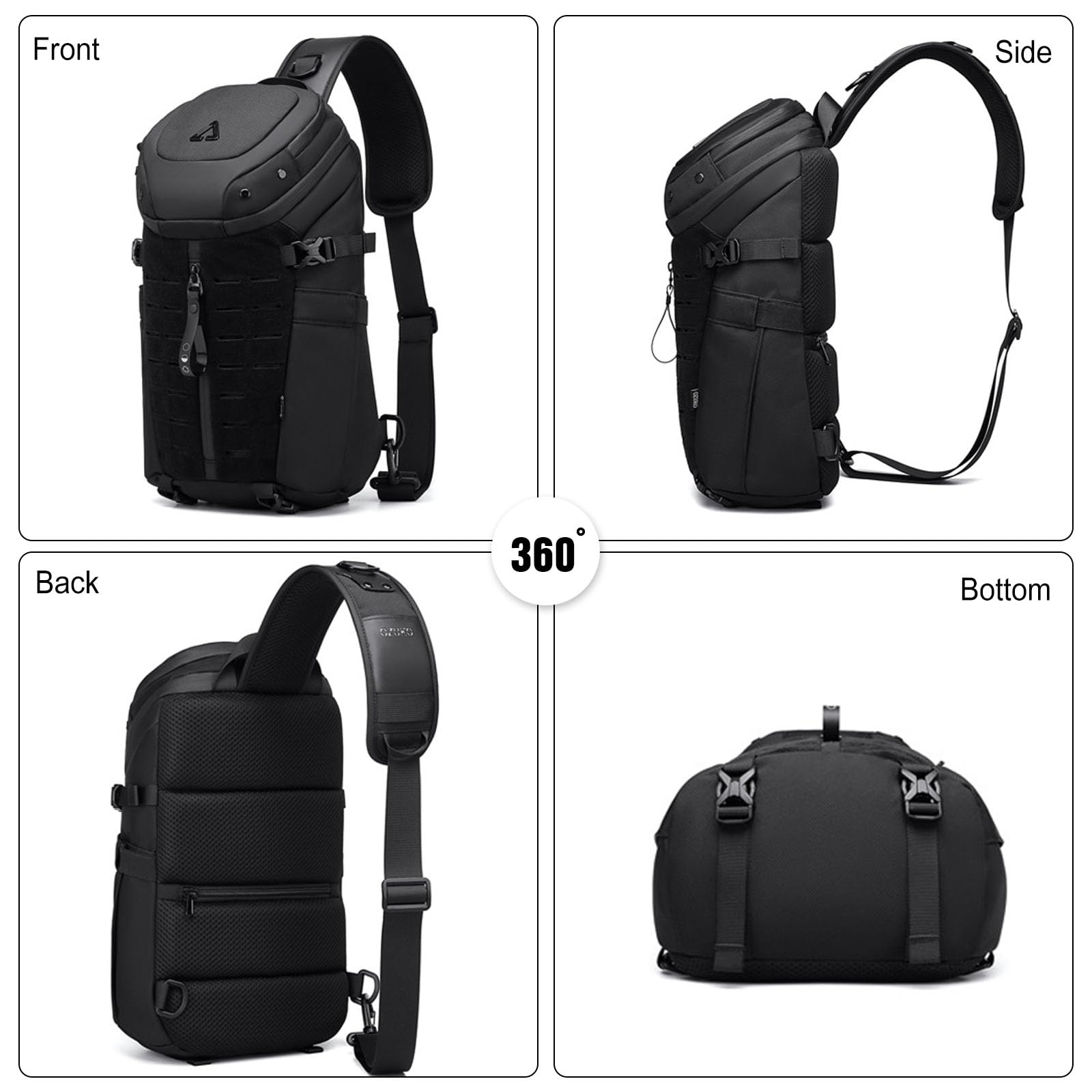 FANDARE Sac poitrine homme Sac bandoulière homme Sacoche homme bandouliere Petite sacoche homme Grande Capacité Sling Bag pour Cyclisme Sport Voyage Excursion
