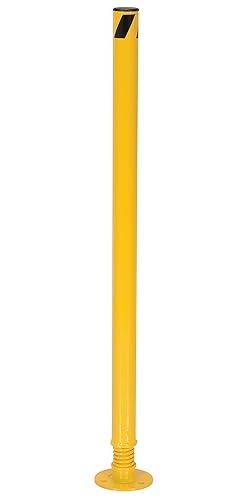 Vestil SPBOL-42 Bolardo de acero con resorte con recubrimiento en polvo, acabado amarillo de seguridad, diámetro exterior de 2-1/8 pulgadas, altura
