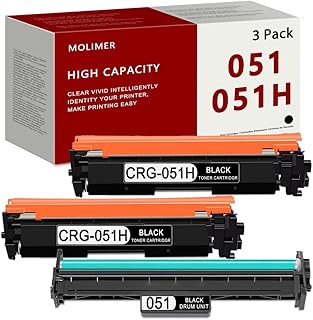 051 CRG-051H Toner Cartridge 2PK and 051 CRG-051 Drum Unit 1PK Compatible Replacement for Canon ImageCLASS LBP161dw LBP162dw MF263dw MF264dw MF266dw MF267dw MF269dw MF160 LBP160 i-SENSYS MF260 LBP260 Printer Ink, MOLIMER
