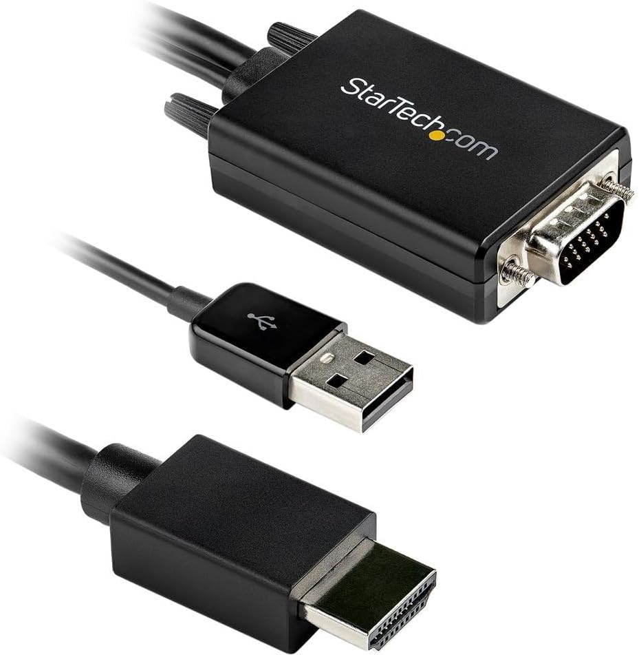 StarTech.com 6ft VGA to HDMI Converter Cable with USB Audio Support & Power - Analog to Digital Video Adapter Cable to Connect a VGA PC to HDMI Display - 1080p Male to Male Monitor Cable (VGA2HDMM2M)