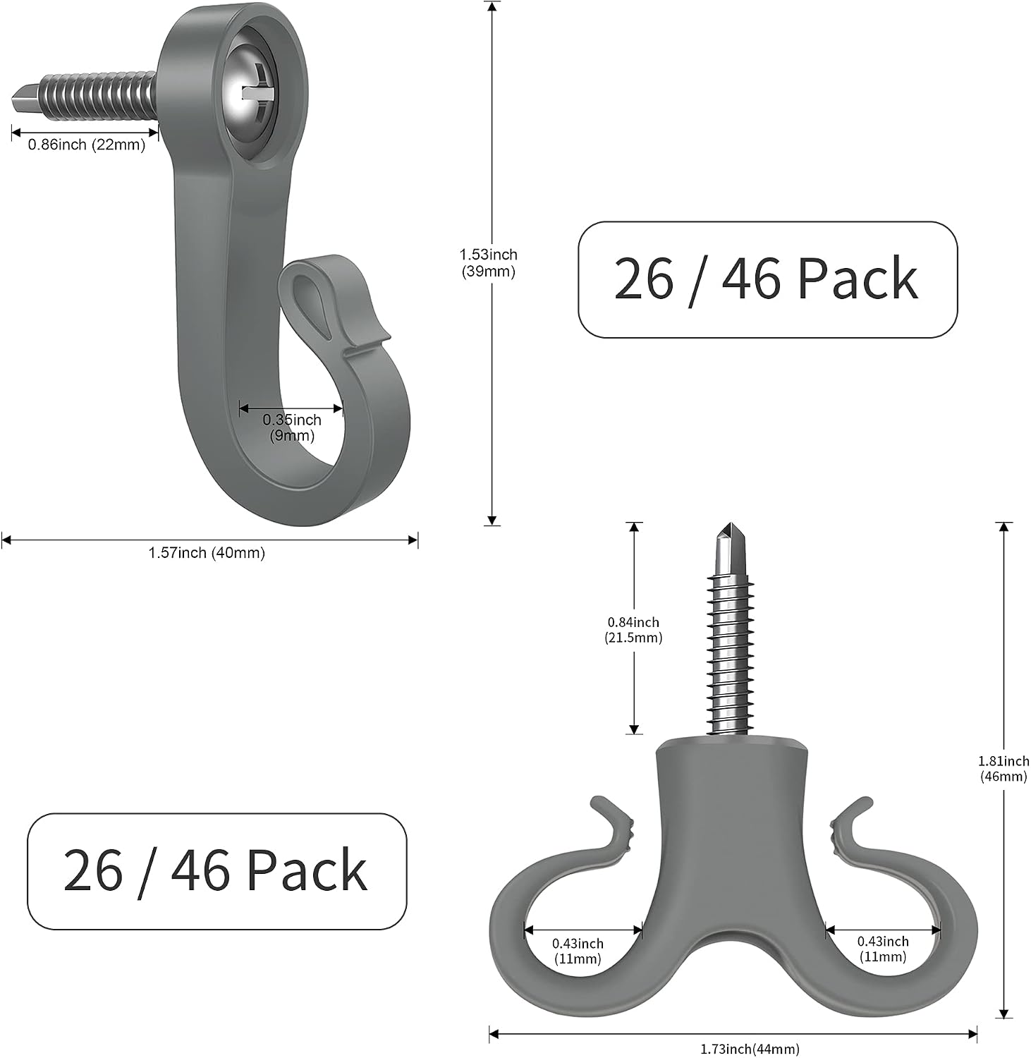 Comliful Pack of 26 Q-Hanger, Screws-in Hooks for Outdoor String Lights, Garage, New Year Party, Christmas, Easy Release Wire