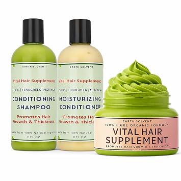 Moringa Rosemary Fenugreek Shea Butter Shampoo and Conditioner Set For Dry Brittle Hair Promotes Hair Growth & Thickness | Moringa Hair Growth Shampoo & Conditioner Set with Moringa Hair Butter