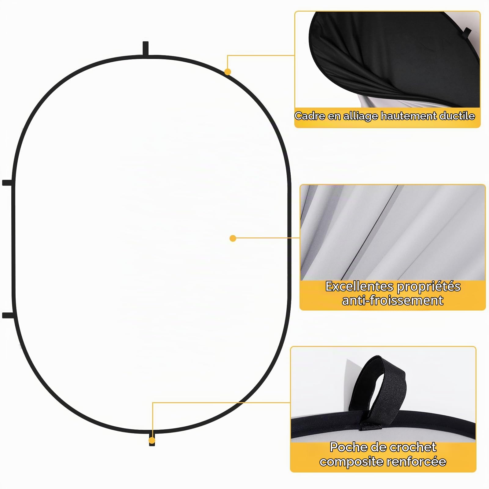 Kate Toile de Fond Pliable Toile de Fond Pliable Double Face Bleu et Gris pour la Photographie, Les Jeux et la Diffusion en Direct (5'x6.5',1.5x2m,Noir/Blanc)